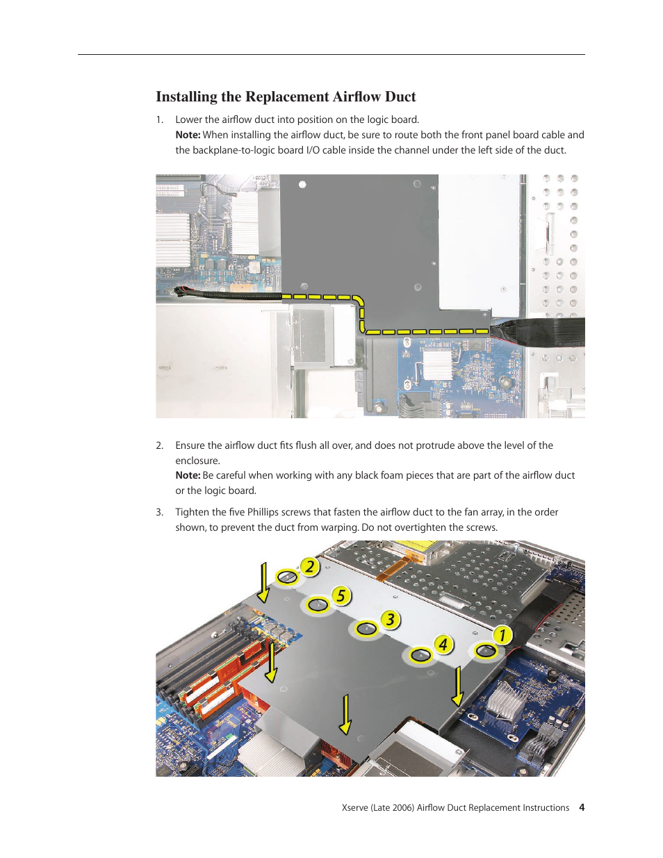 Installing the replacement airflow duct | Apple Xserve Intel (Late 2006) DIY Procedure for AirFlow Duct User Manual | Page 4 / 5