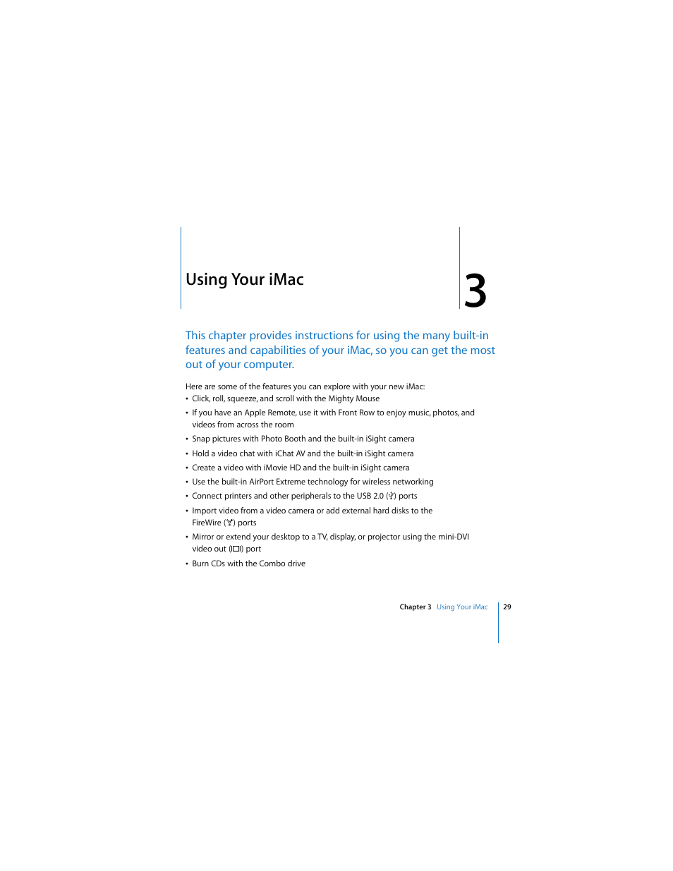 Using your imac | Apple iMac (Mid 2006) User Manual | Page 29 / 104