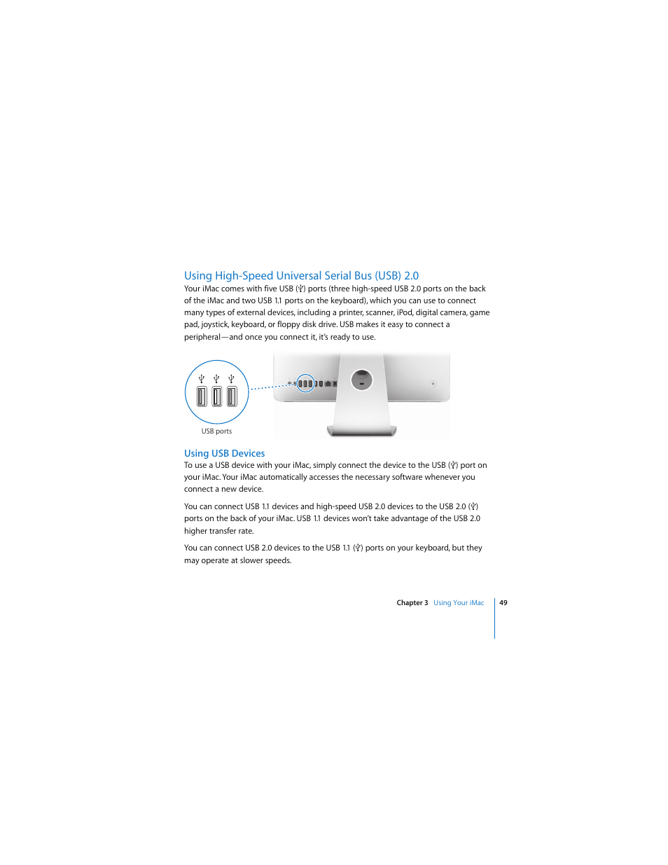 Using high-speed universal serial bus (usb) 2.0 | Apple iMac (Mid 2006) User Manual | Page 49 / 104