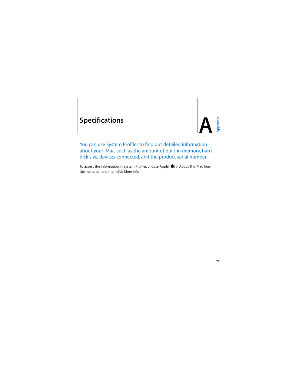 Specifications | Apple iMac (Mid 2006) User Manual | Page 77 / 104
