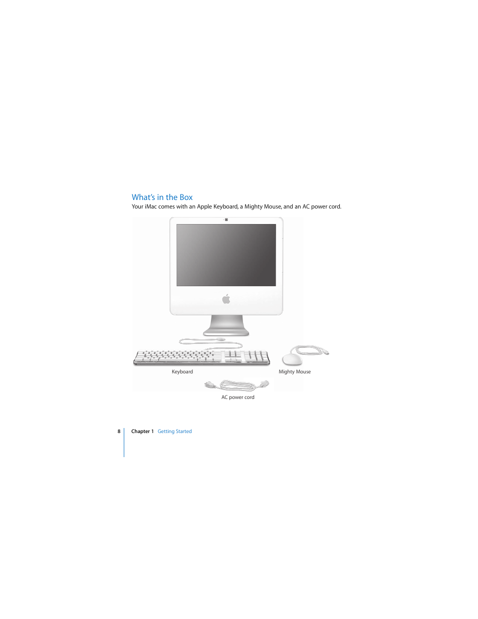 What’s in the box | Apple iMac (Mid 2006) User Manual | Page 8 / 104