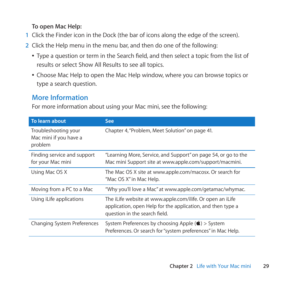 More information | Apple Mac mini (Mid 2010) User Manual | Page 29 / 76