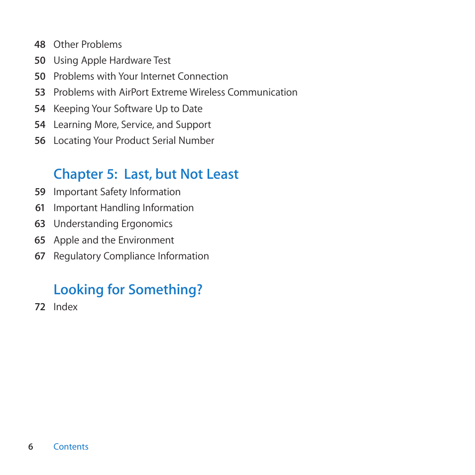 Chapter 5: last, but not least, Looking for something | Apple Mac mini (Mid 2010) User Manual | Page 6 / 76