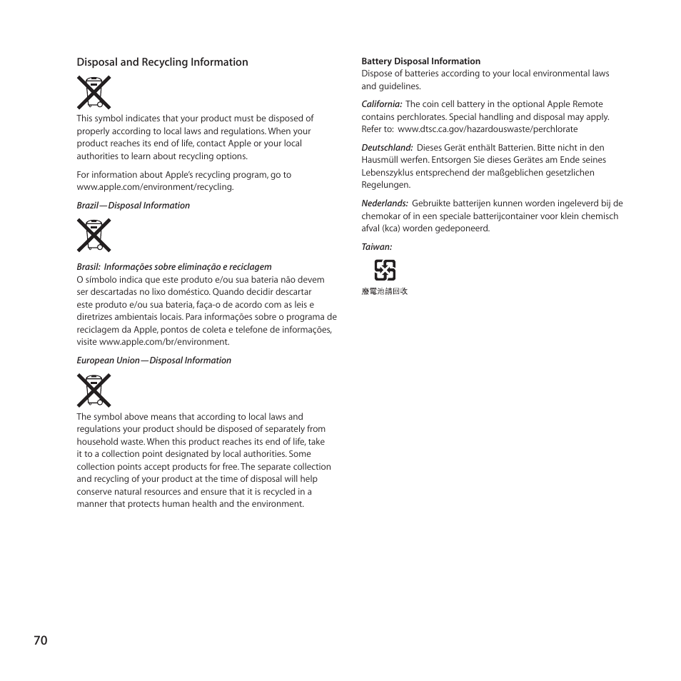 Apple Mac mini (Mid 2010) User Manual | Page 70 / 76