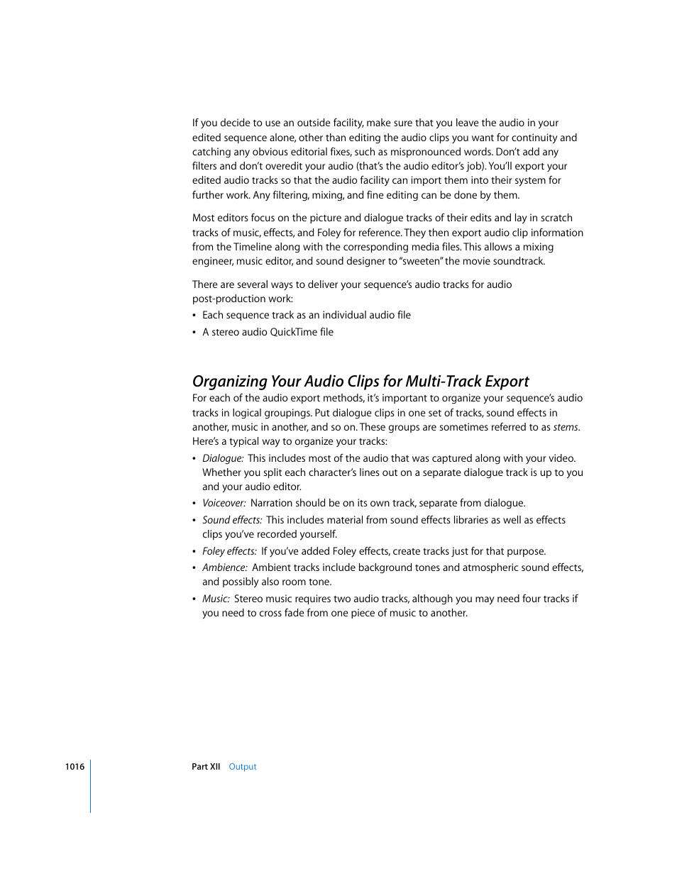 Organizing your audio clips for multi-track export, P. 1016) | Apple Final Cut Express HD User Manual | Page 1016 / 1153