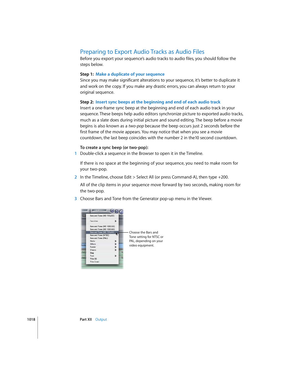 Preparing to export audio tracks as audio files | Apple Final Cut Express HD User Manual | Page 1018 / 1153