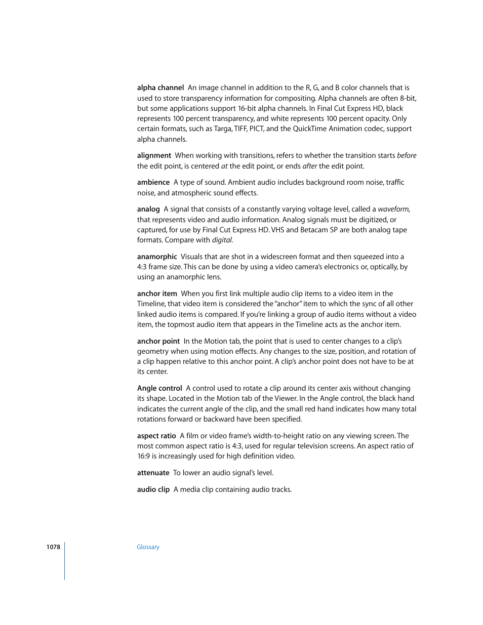 Apple Final Cut Express HD User Manual | Page 1078 / 1153