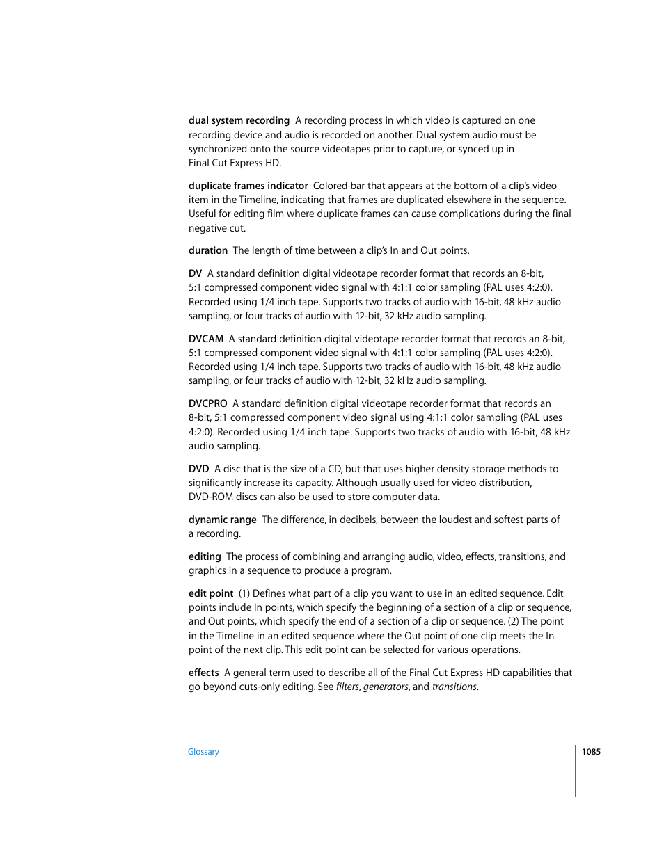 Apple Final Cut Express HD User Manual | Page 1085 / 1153