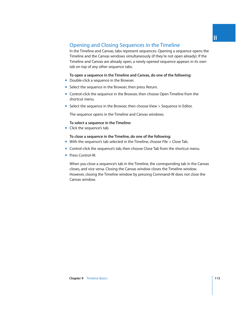Opening and closing sequences in the timeline, P. 113) | Apple Final Cut Express HD User Manual | Page 113 / 1153