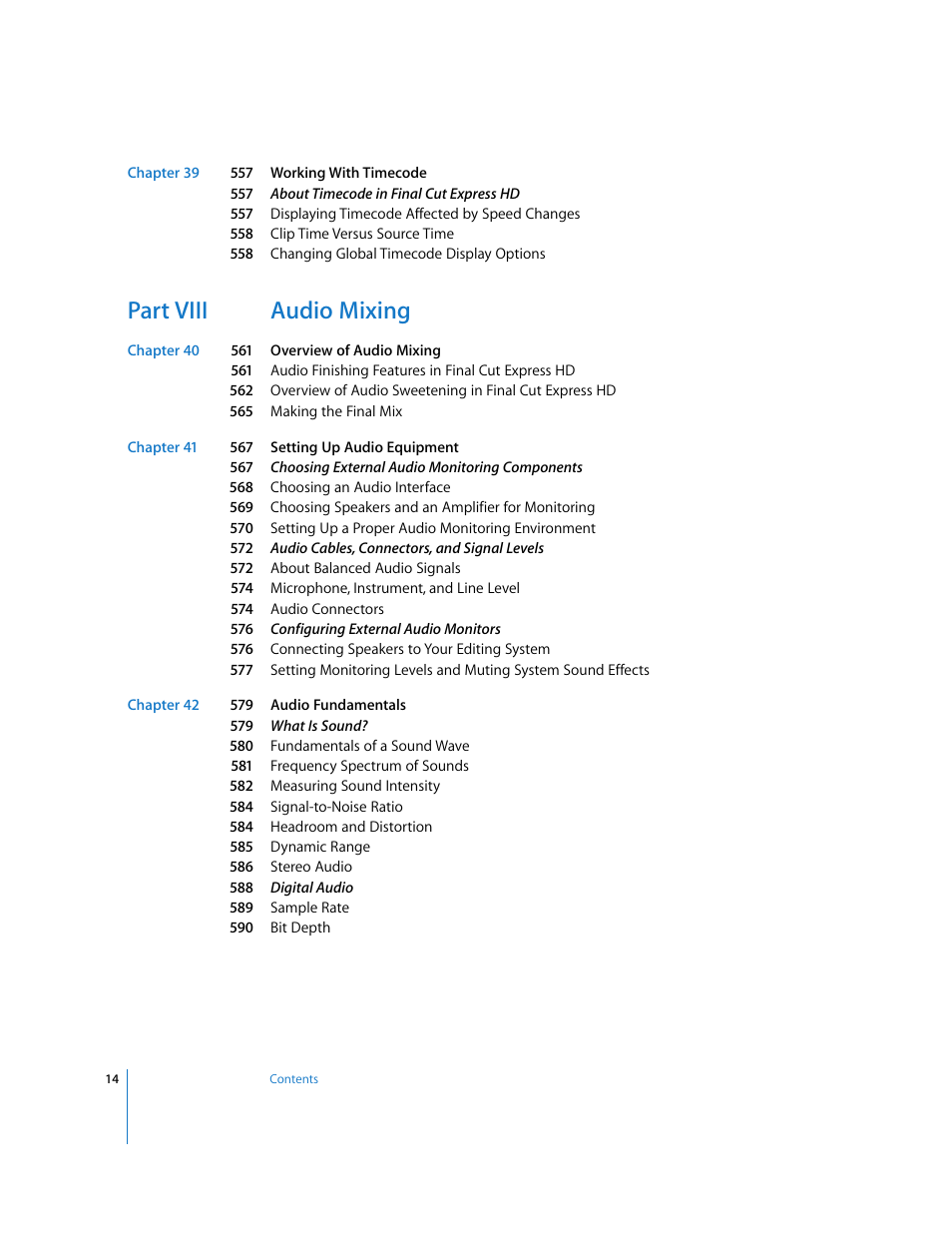 Part viii audio mixing | Apple Final Cut Express HD User Manual | Page 14 / 1153