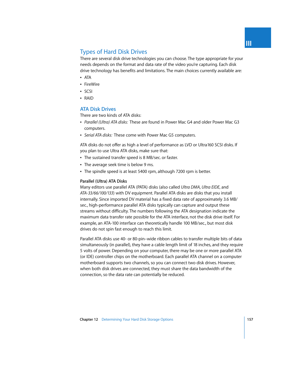 Types of hard disk drives, Ata disk drives, P. 157) | Apple Final Cut Express HD User Manual | Page 157 / 1153