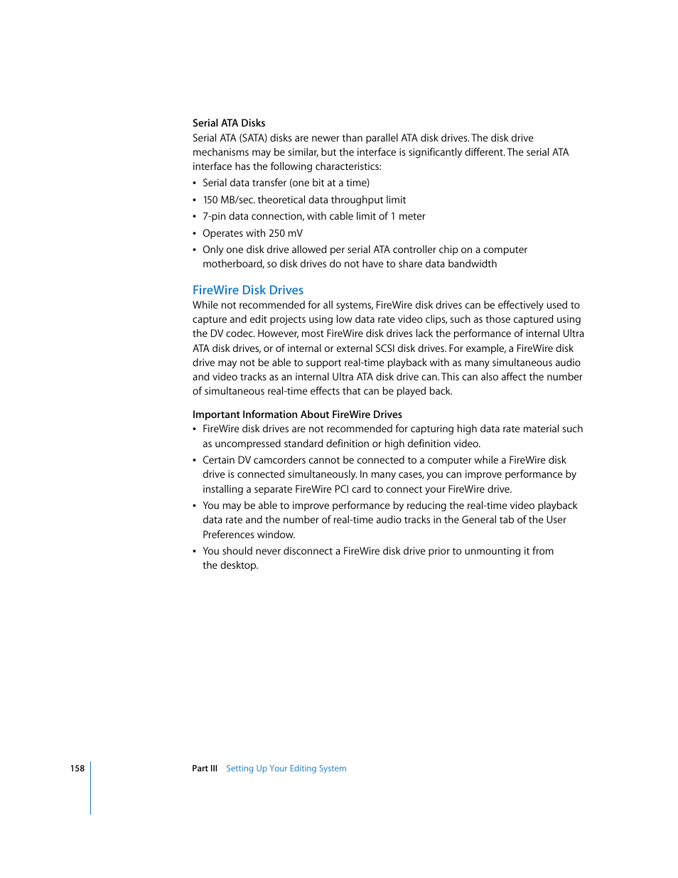 Firewire disk drives | Apple Final Cut Express HD User Manual | Page 158 / 1153