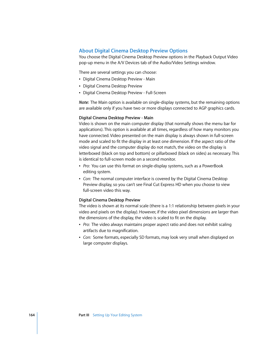 About digital cinema desktop preview options | Apple Final Cut Express HD User Manual | Page 164 / 1153