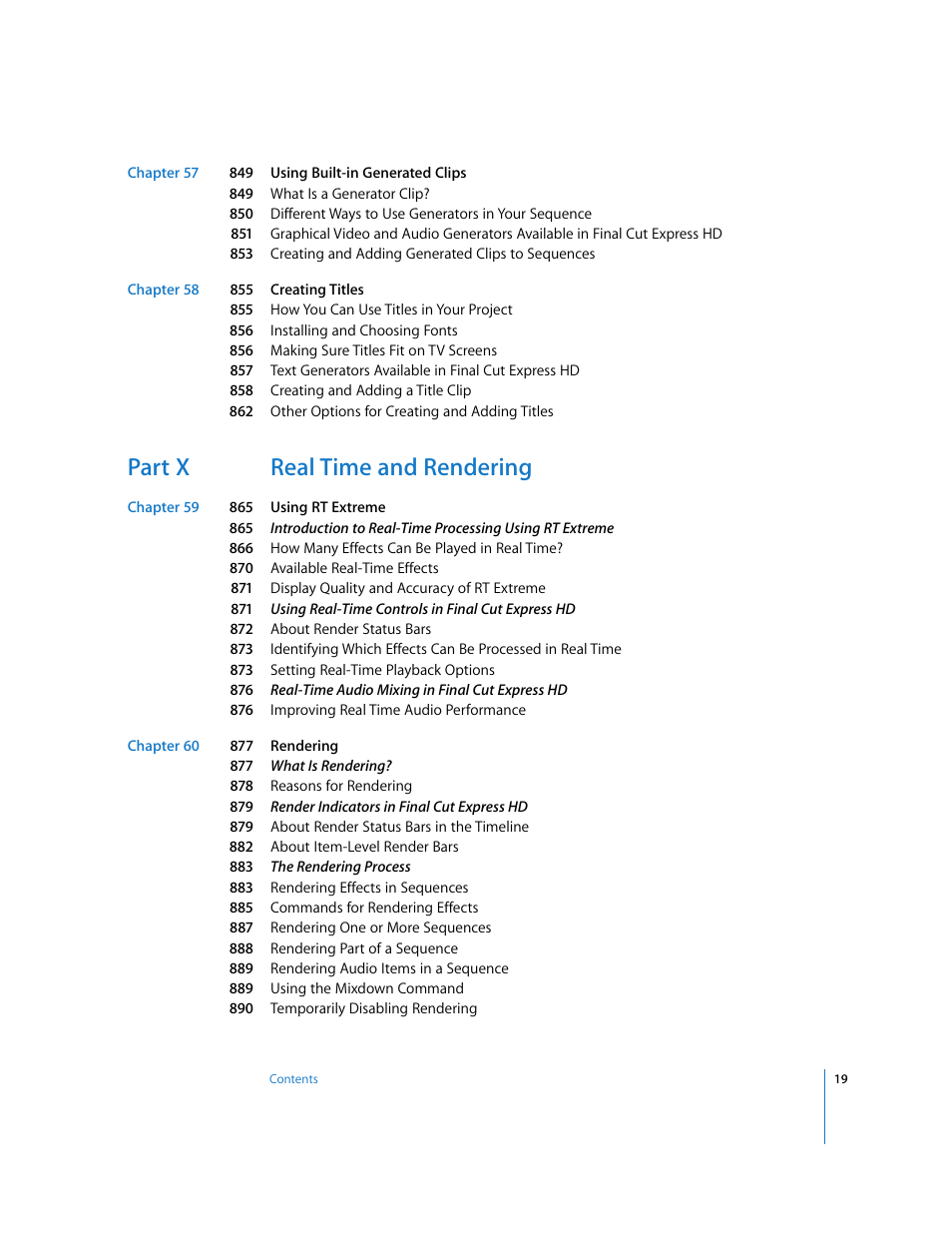 Part x real time and rendering | Apple Final Cut Express HD User Manual | Page 19 / 1153