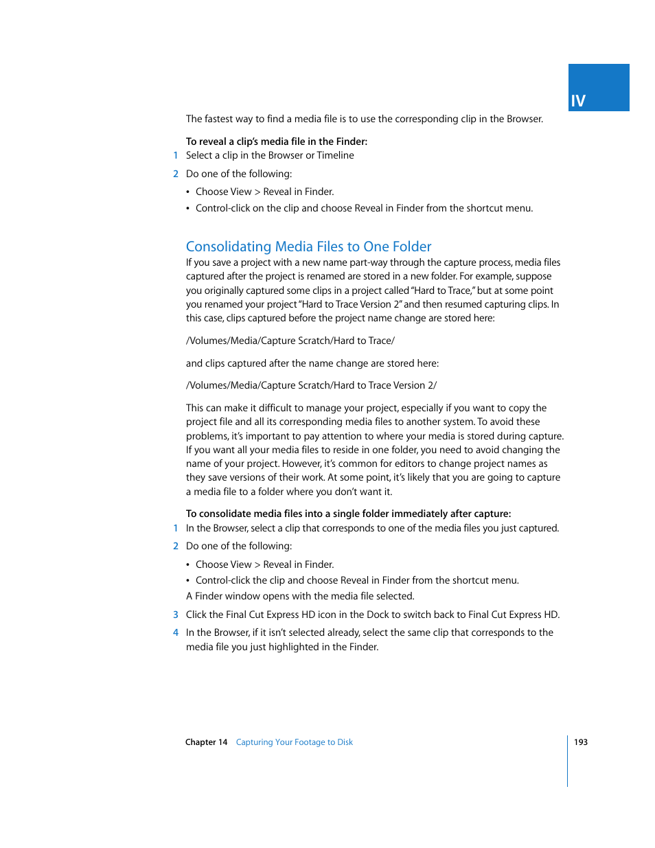 Consolidating media files to one folder | Apple Final Cut Express HD User Manual | Page 193 / 1153