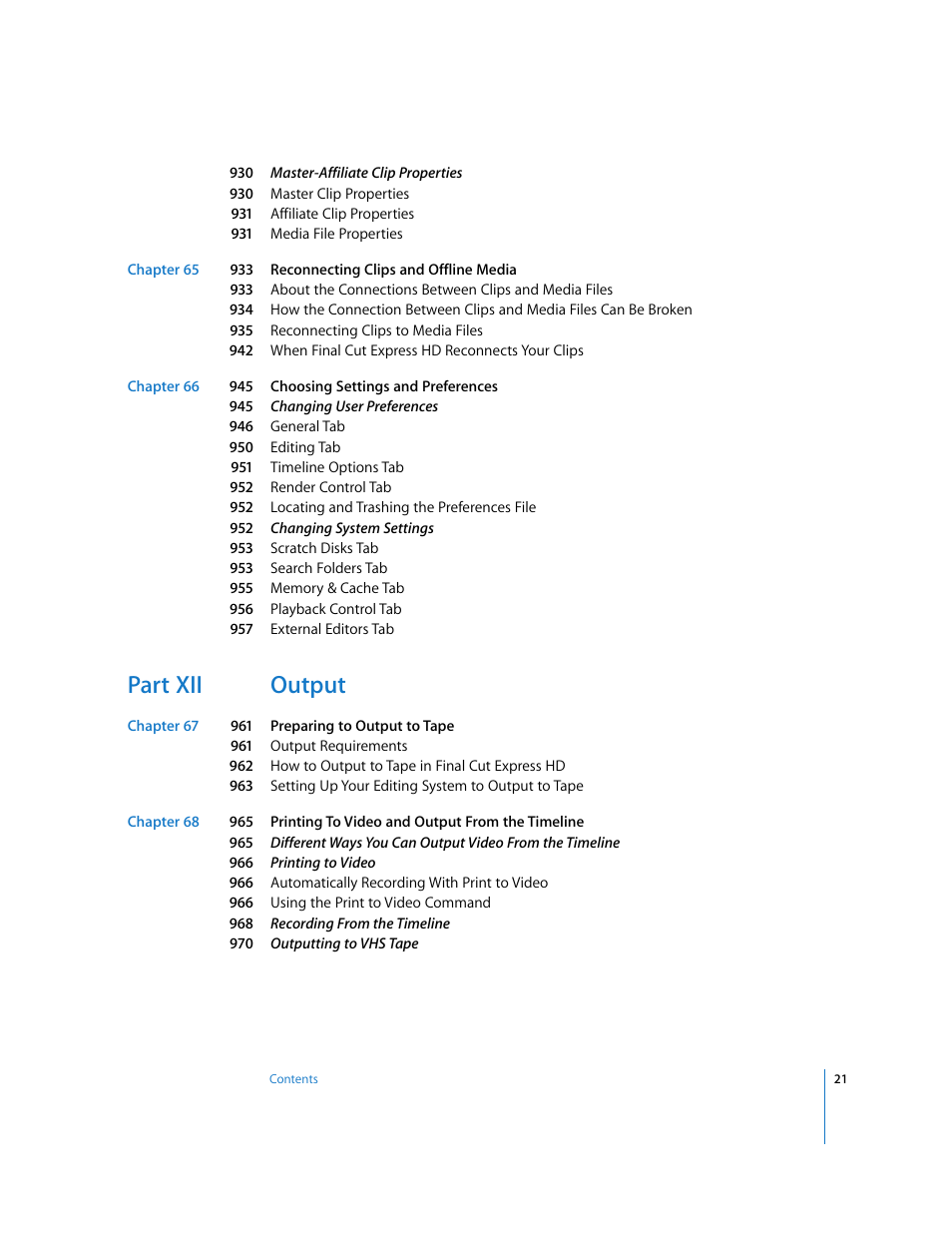 Part xii output | Apple Final Cut Express HD User Manual | Page 21 / 1153