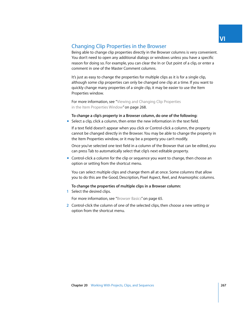 Changing clip properties in the browser | Apple Final Cut Express HD User Manual | Page 267 / 1153