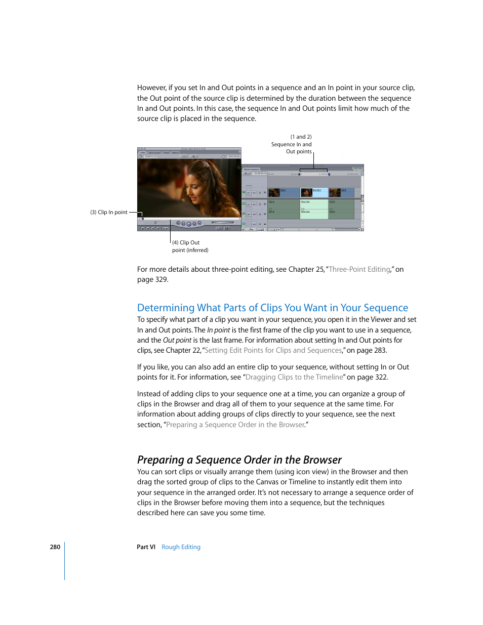 Preparing a sequence order in the browser, P. 280) | Apple Final Cut Express HD User Manual | Page 280 / 1153