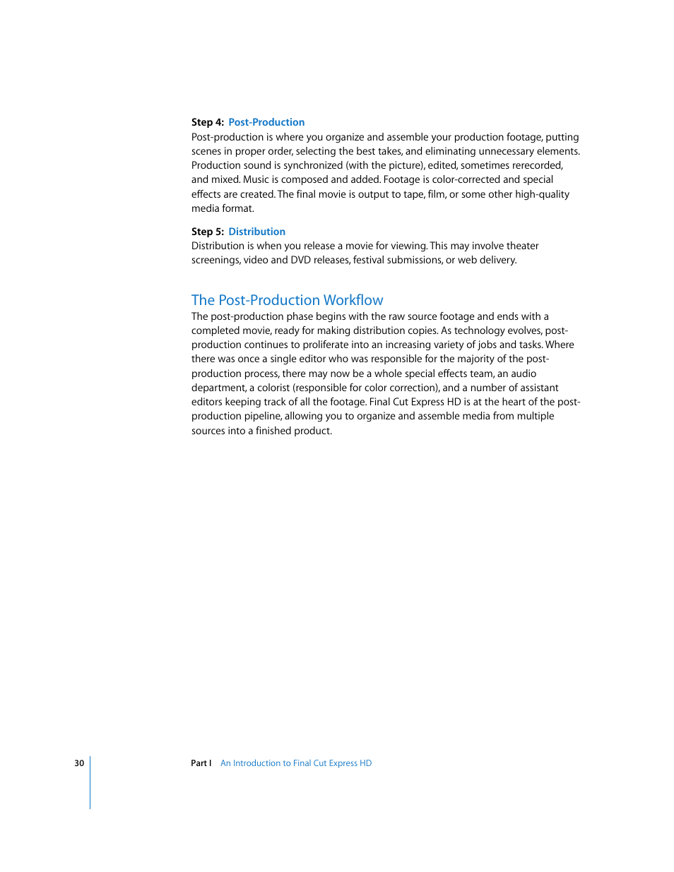 The post-production workflow, P. 30) | Apple Final Cut Express HD User Manual | Page 30 / 1153