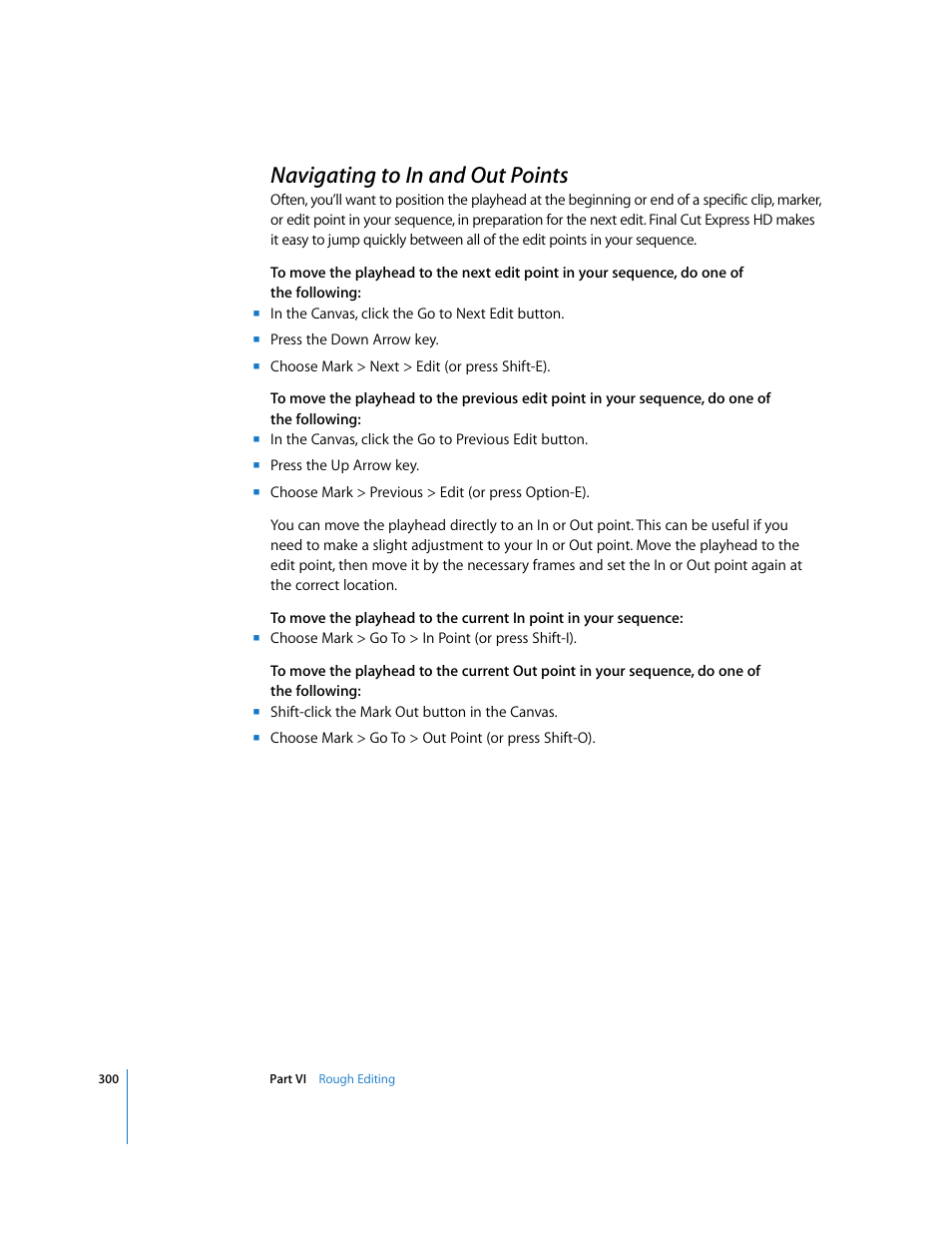 Navigating to in and out points, P. 300) | Apple Final Cut Express HD User Manual | Page 300 / 1153