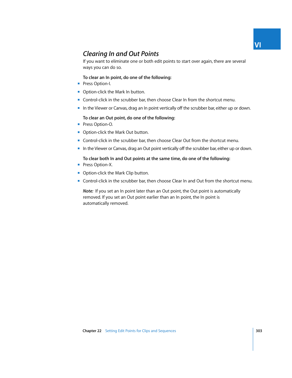 Clearing in and out points, P. 303) | Apple Final Cut Express HD User Manual | Page 303 / 1153
