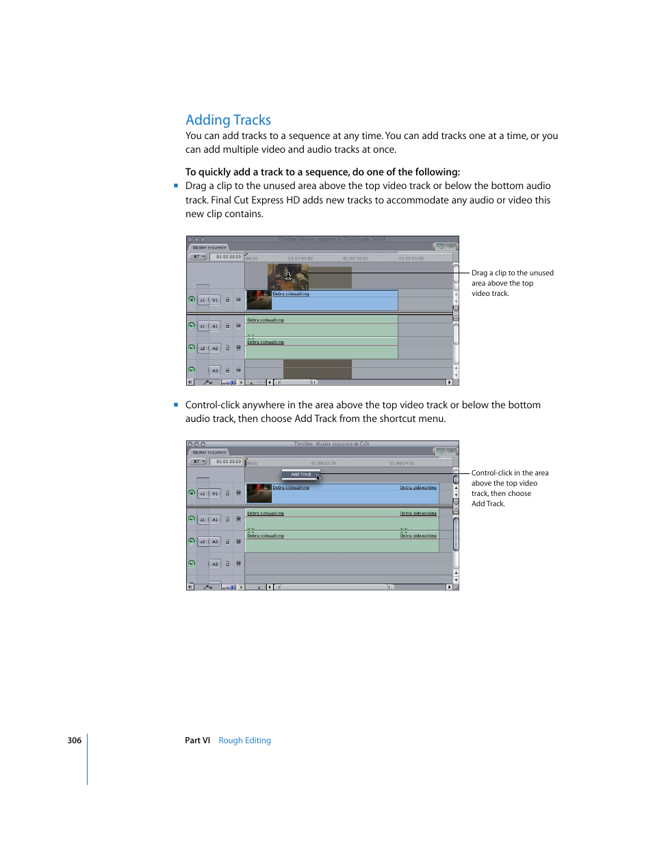 Adding tracks | Apple Final Cut Express HD User Manual | Page 306 / 1153