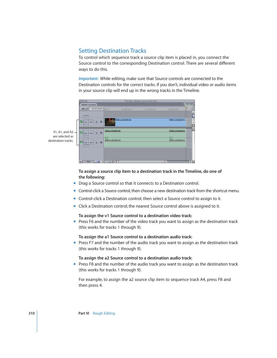 Setting destination tracks | Apple Final Cut Express HD User Manual | Page 310 / 1153