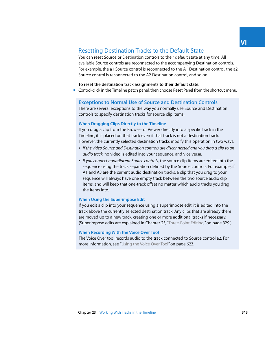 Resetting destination tracks to the default state | Apple Final Cut Express HD User Manual | Page 313 / 1153