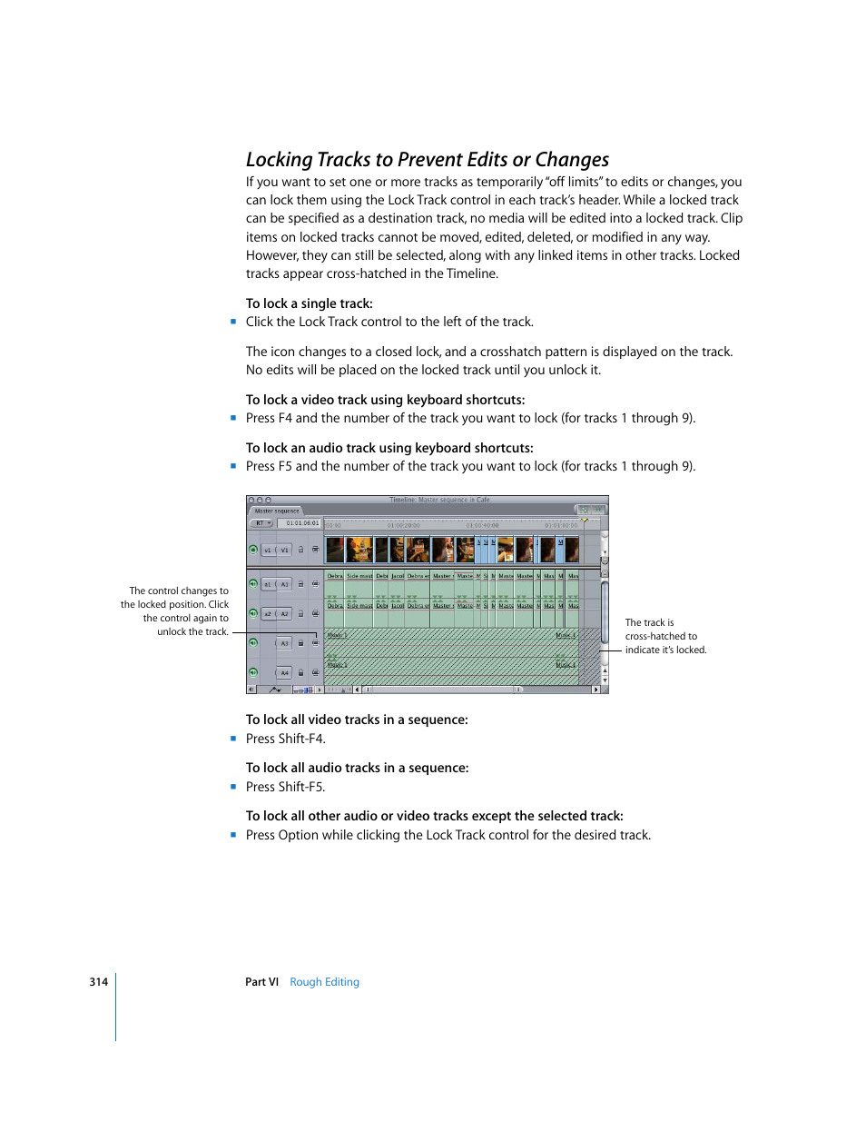 Locking tracks to prevent edits or changes, P. 314), Ormation see | Locking tracks to prevent, Edits or changes | Apple Final Cut Express HD User Manual | Page 314 / 1153