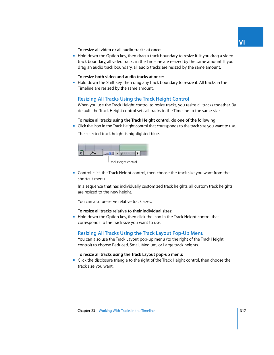 Resizing all tracks using the track height control | Apple Final Cut Express HD User Manual | Page 317 / 1153