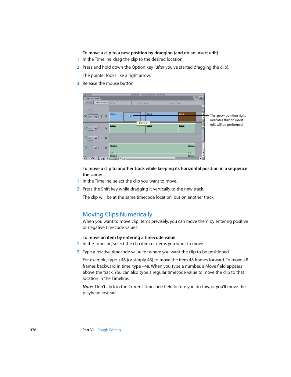 Moving clips numerically | Apple Final Cut Express HD User Manual | Page 376 / 1153