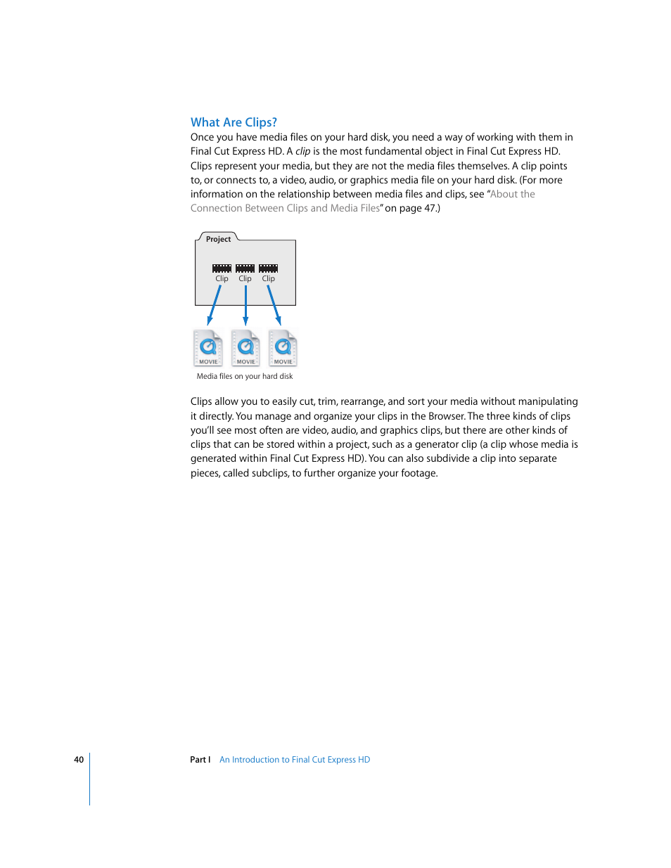 What are clips | Apple Final Cut Express HD User Manual | Page 40 / 1153