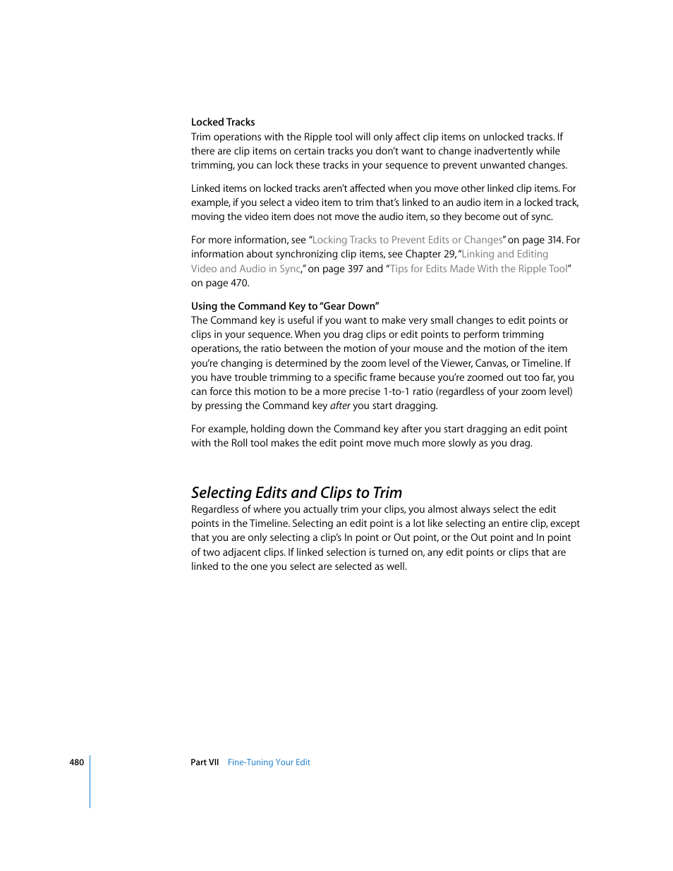 Selecting edits and clips to trim, P. 480) | Apple Final Cut Express HD User Manual | Page 480 / 1153