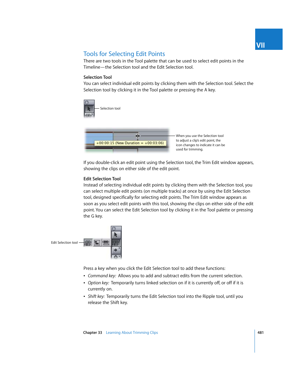 Tools for selecting edit points | Apple Final Cut Express HD User Manual | Page 481 / 1153