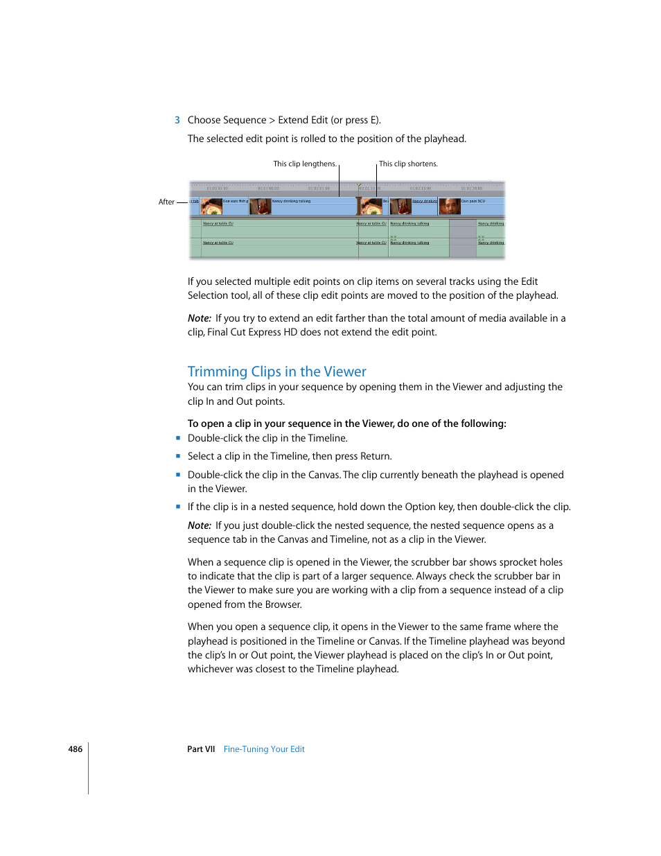 Trimming clips in the viewer | Apple Final Cut Express HD User Manual | Page 486 / 1153