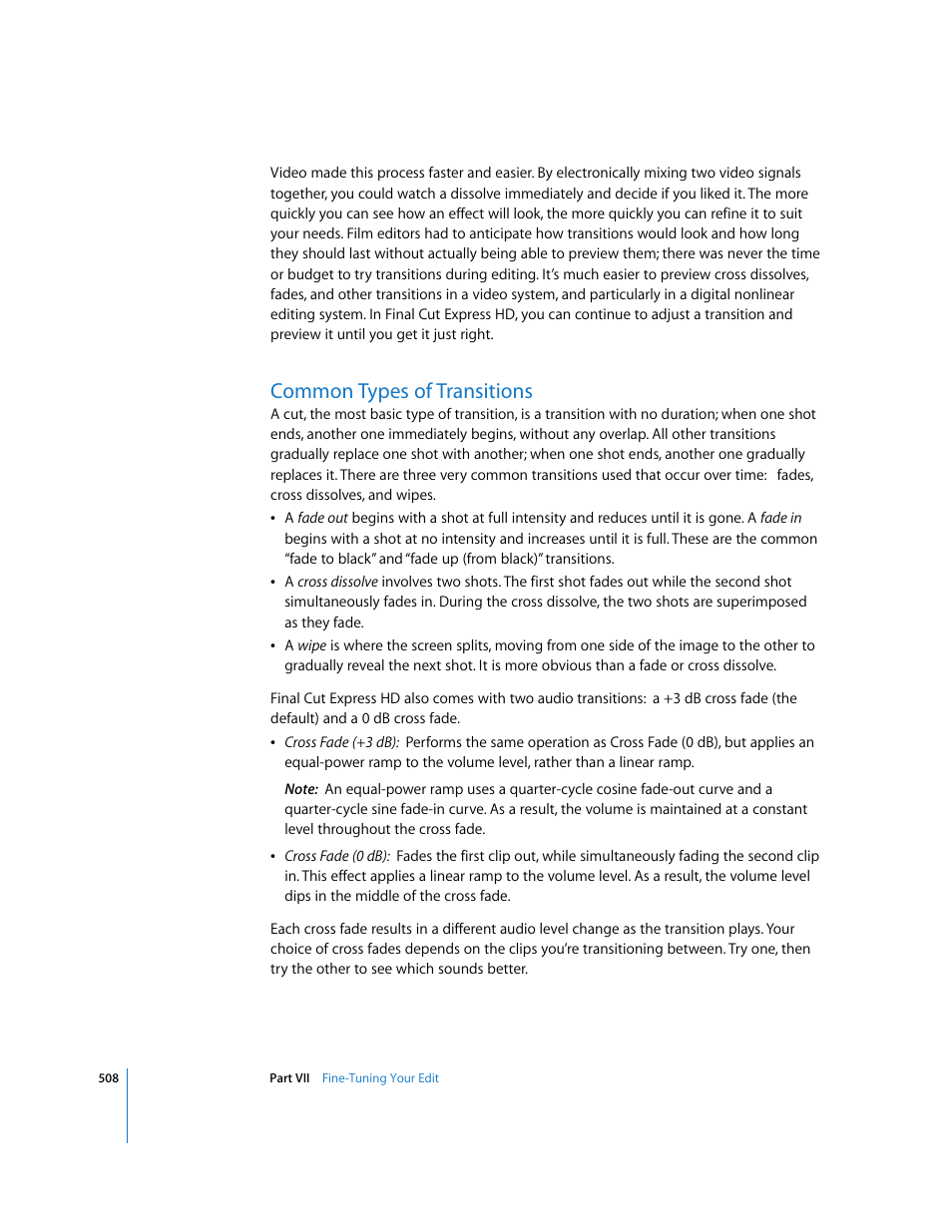 Common types of transitions | Apple Final Cut Express HD User Manual | Page 508 / 1153
