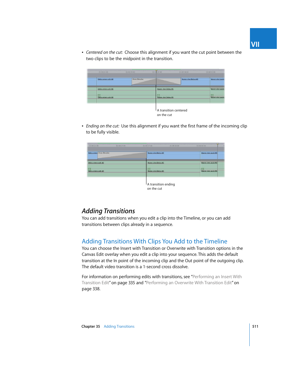 Adding transitions, P. 511) | Apple Final Cut Express HD User Manual | Page 511 / 1153