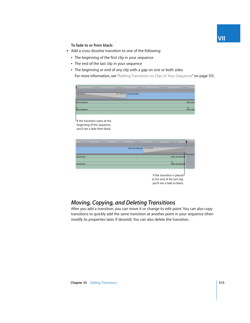 Moving, copying, and deleting transitions, P. 515) | Apple Final Cut Express HD User Manual | Page 515 / 1153
