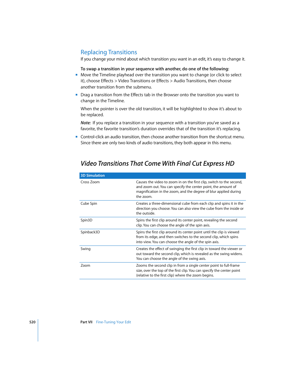 Replacing transitions, P. 520) | Apple Final Cut Express HD User Manual | Page 520 / 1153