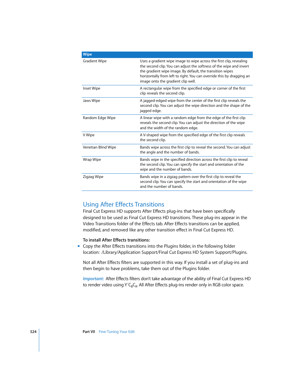 Using after effects transitions | Apple Final Cut Express HD User Manual | Page 524 / 1153