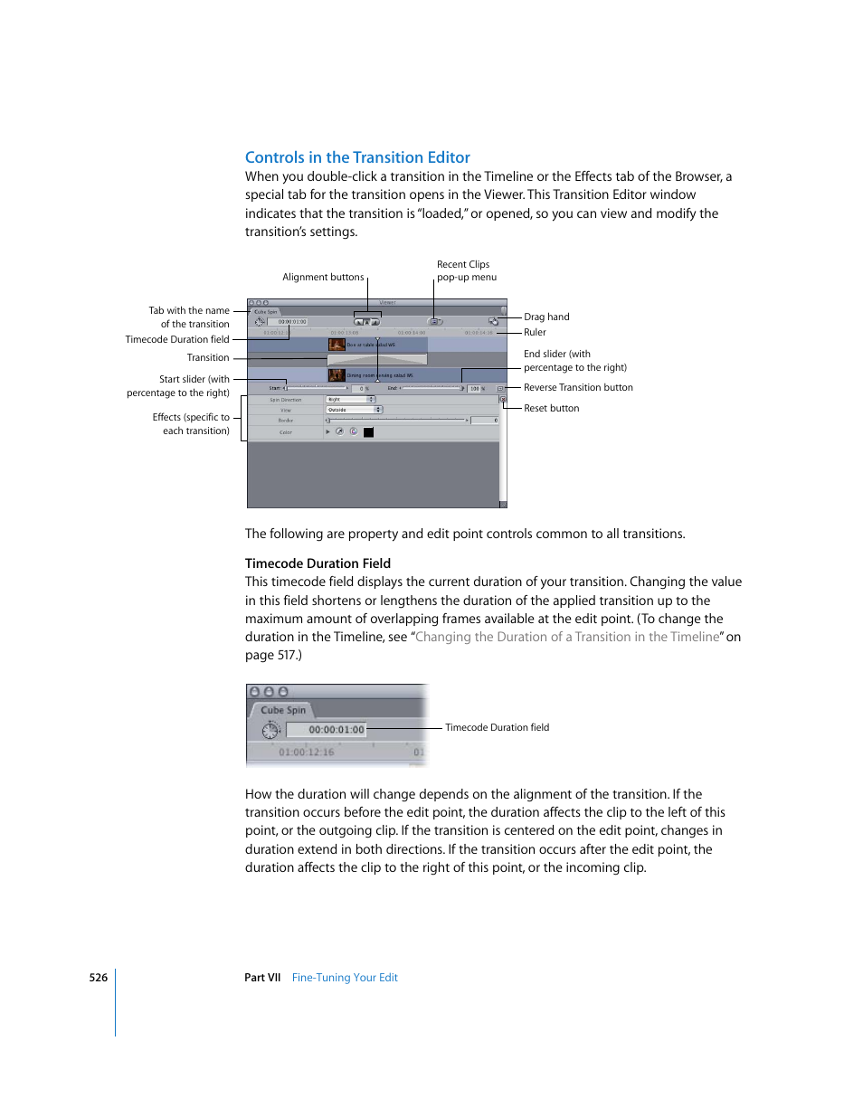 Controls in the transition editor | Apple Final Cut Express HD User Manual | Page 526 / 1153