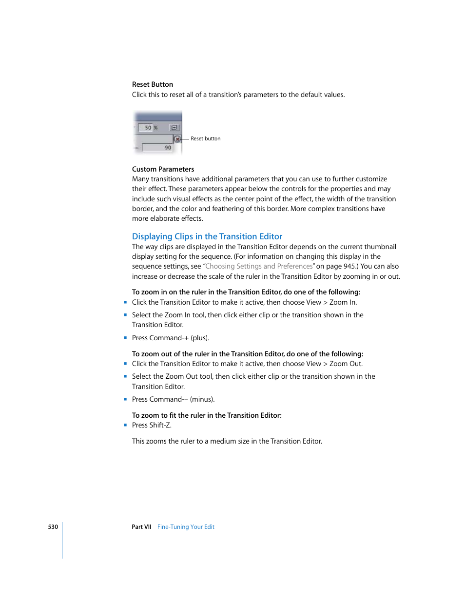 Displaying clips in the transition editor | Apple Final Cut Express HD User Manual | Page 530 / 1153
