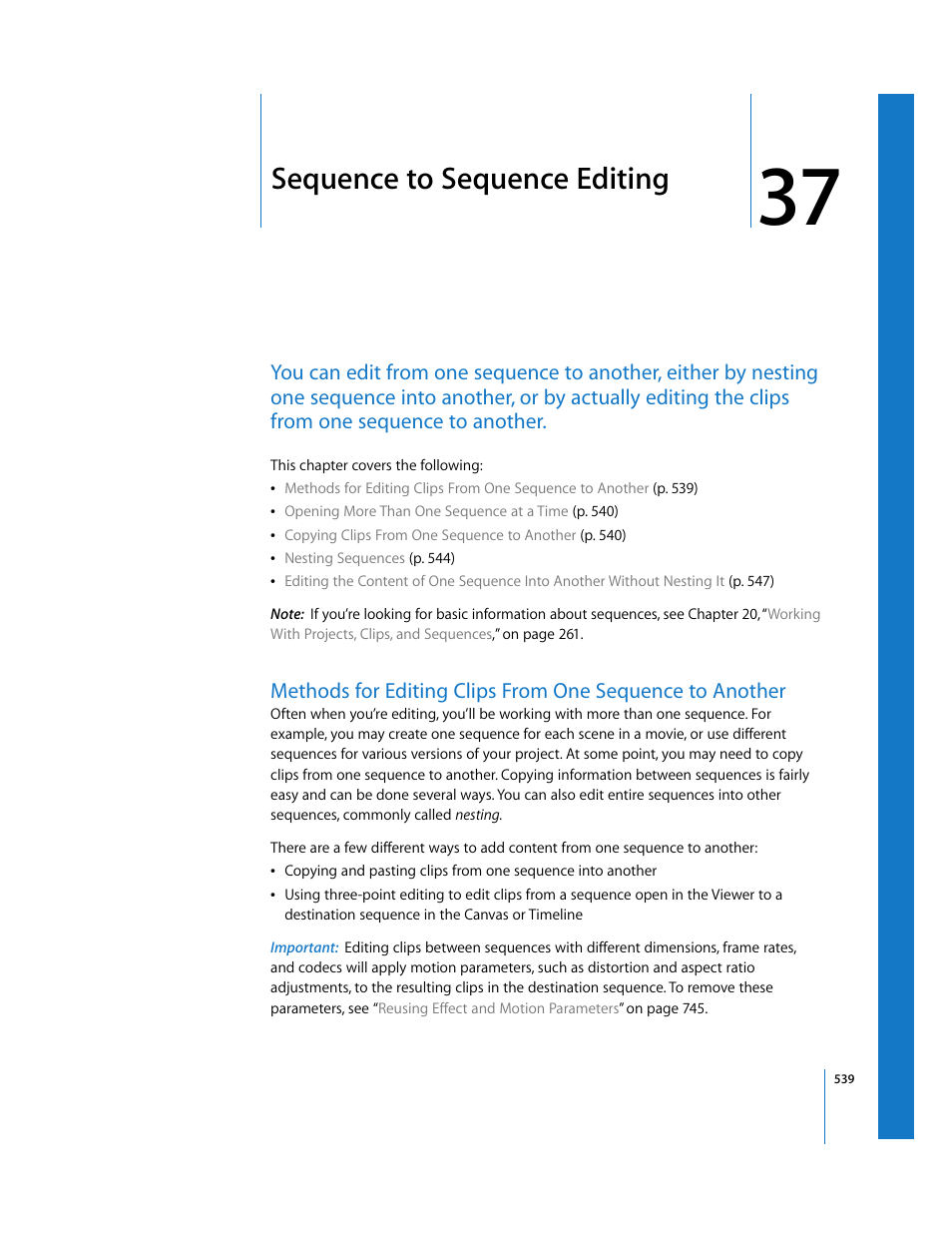Sequence to sequence editing, Chapter 37 | Apple Final Cut Express HD User Manual | Page 539 / 1153