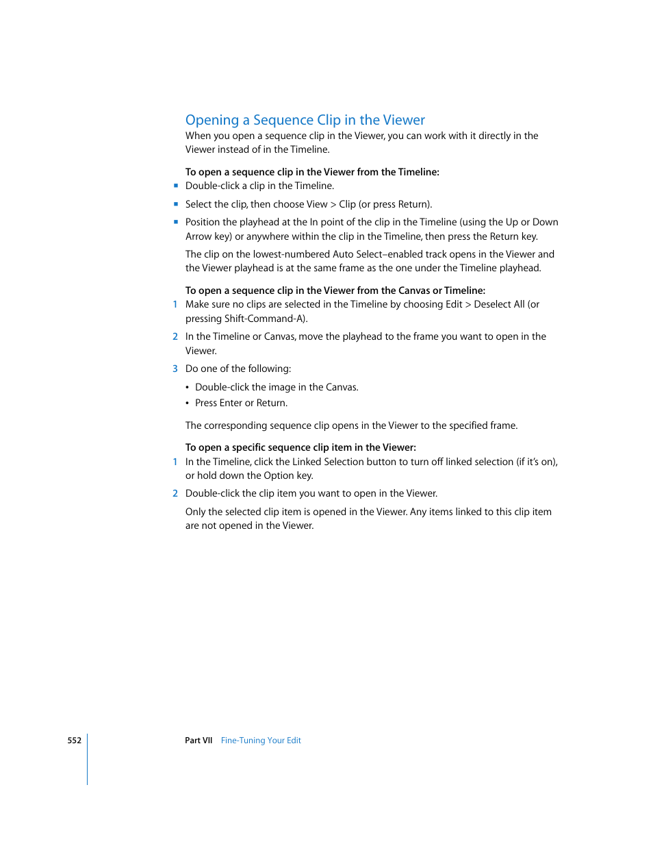Opening a sequence clip in the viewer | Apple Final Cut Express HD User Manual | Page 552 / 1153