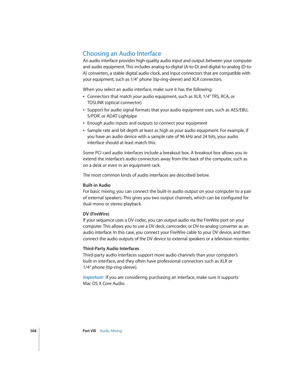 Choosing an audio interface | Apple Final Cut Express HD User Manual | Page 568 / 1153