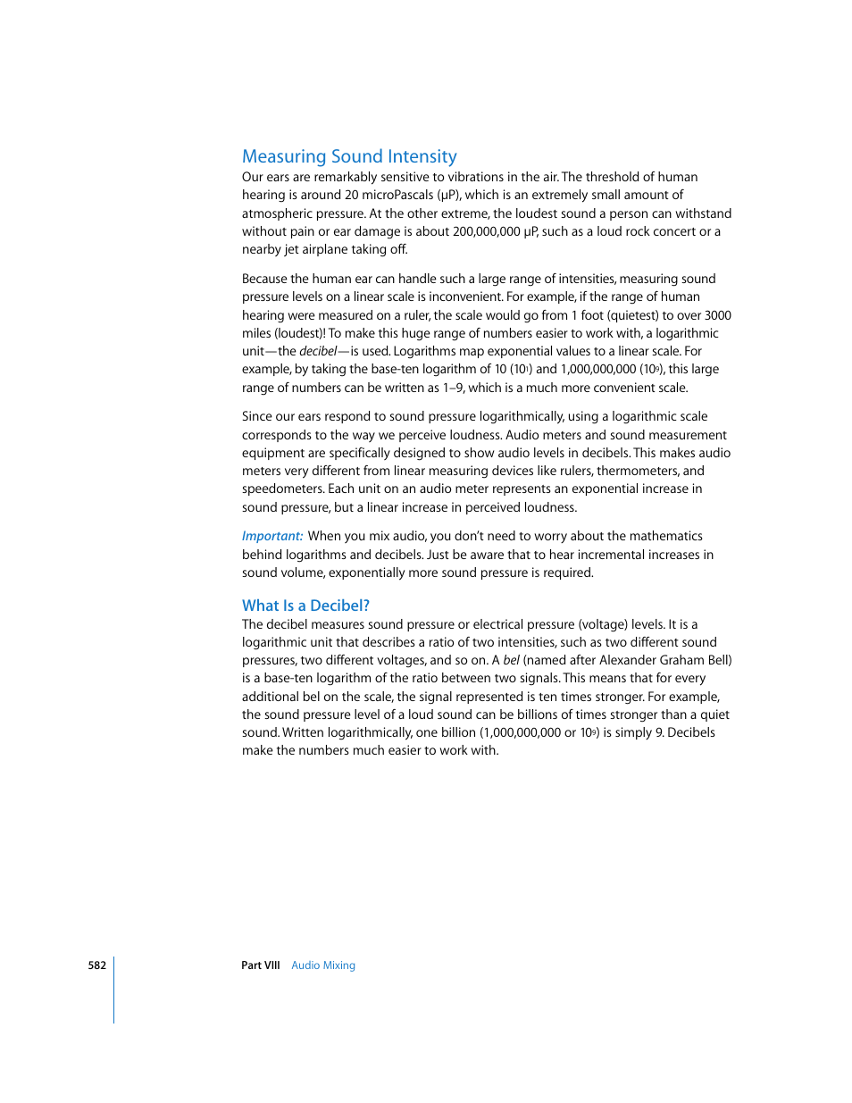 Measuring sound intensity, What is a decibel | Apple Final Cut Express HD User Manual | Page 582 / 1153