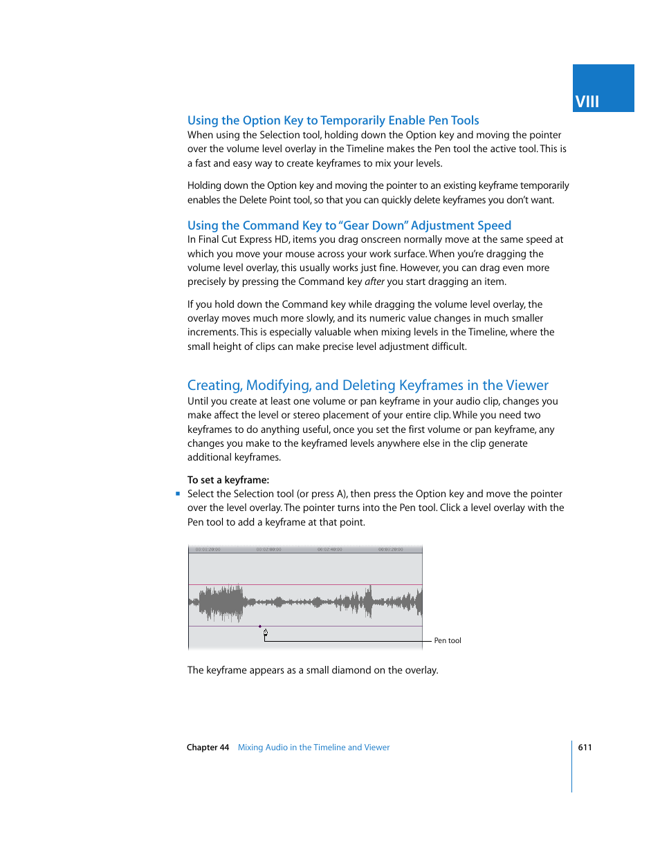 Viii | Apple Final Cut Express HD User Manual | Page 611 / 1153