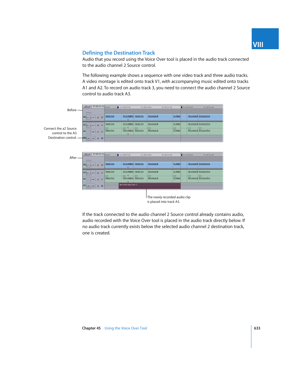 Defining the destination track, Viii | Apple Final Cut Express HD User Manual | Page 633 / 1153
