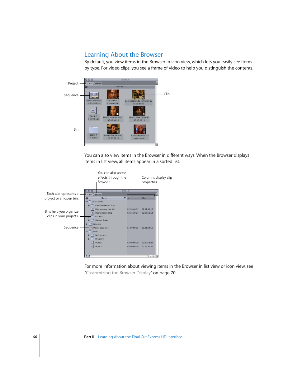 Learning about the browser, P. 66) | Apple Final Cut Express HD User Manual | Page 66 / 1153