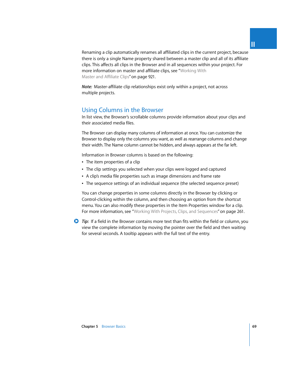 Using columns in the browser, P. 69) | Apple Final Cut Express HD User Manual | Page 69 / 1153